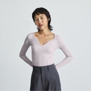 Everlane Supima Micro Rib Long Sleeve Scoop Neck Top